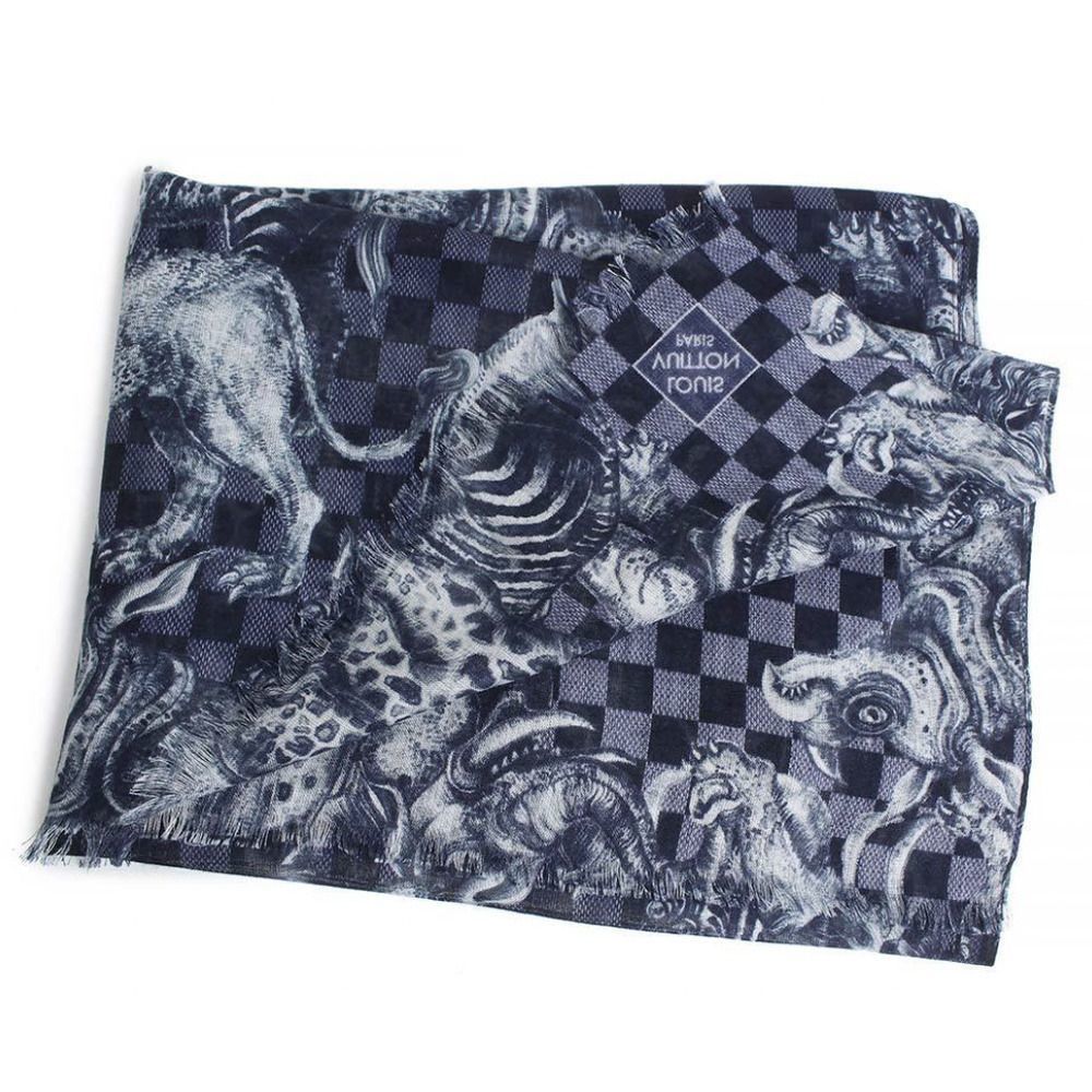 ❌❌ LOUIS VUITTON Cashmere/Silk/Wool Chapman Brothers Stole Blue Monogram LV - Picture 4 of 11